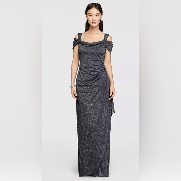 Alex Evenings Dresses & Skirts - Alex‎ Evenings Gray Size 8P Elegant Cold Shoulder Gown